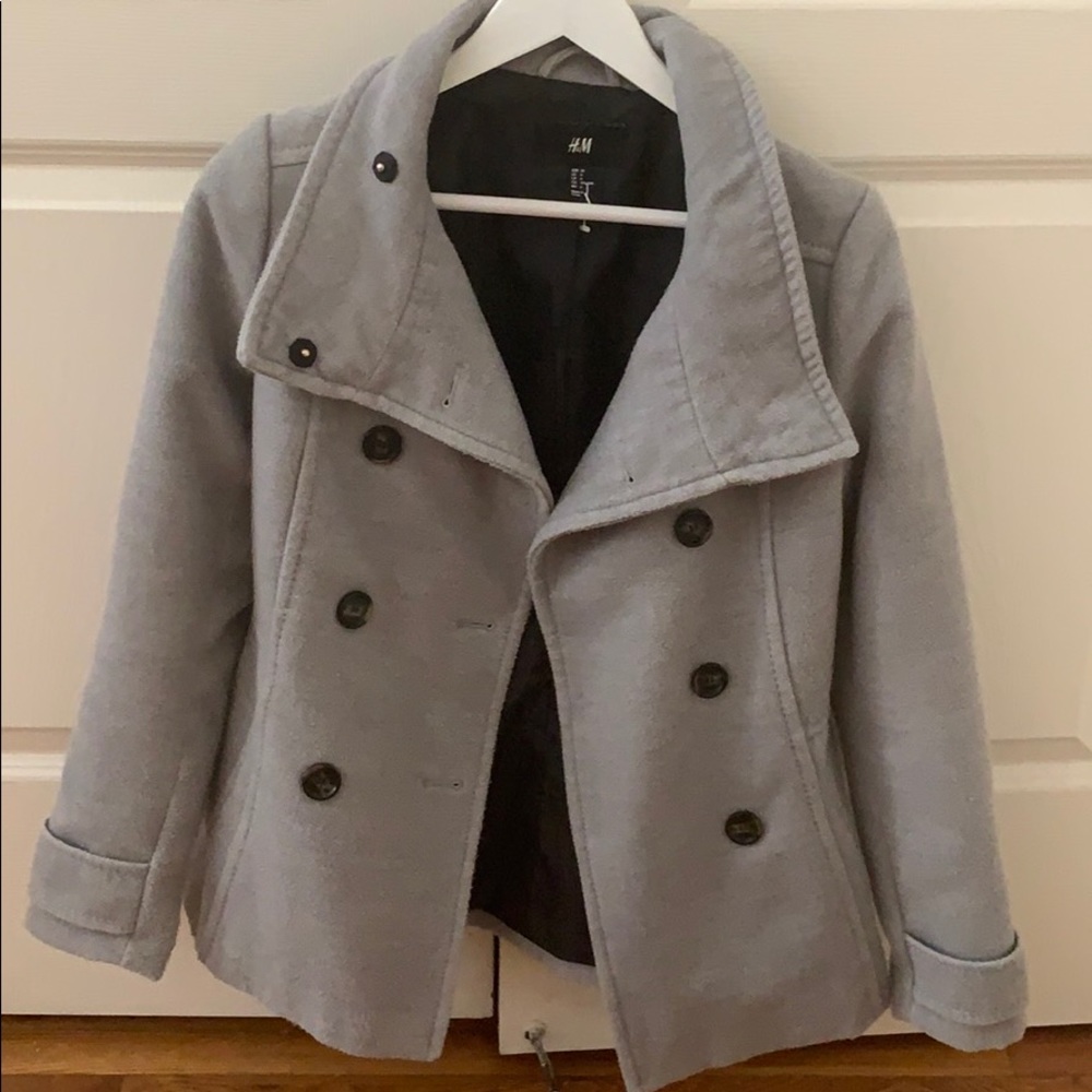 Double-breasted gray coat